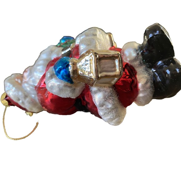 Brass Key Designs Santa Claus Blown Glass Christmas Tree Ornament Wreath - Picture 4 of 7